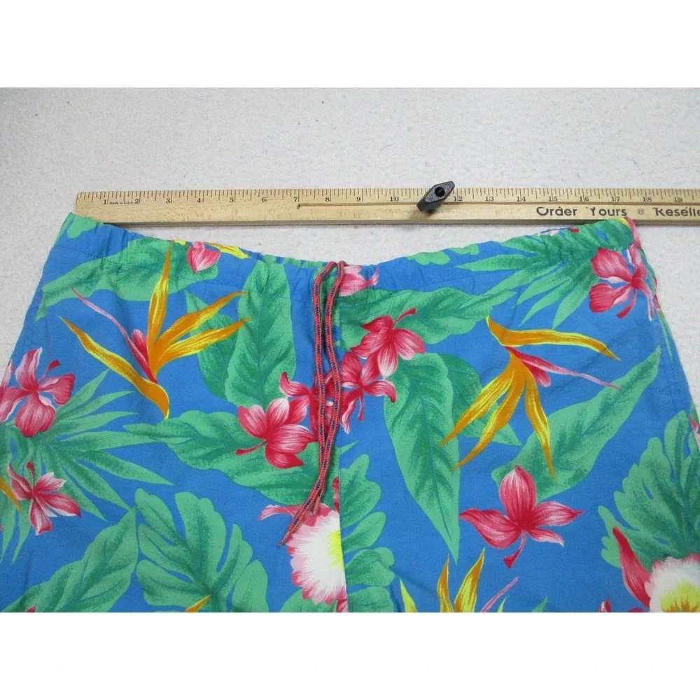 VTG Chaps Ralph Lauren Swim Trunks Mens Large Blue Tropical Floral Print‎ Nylon